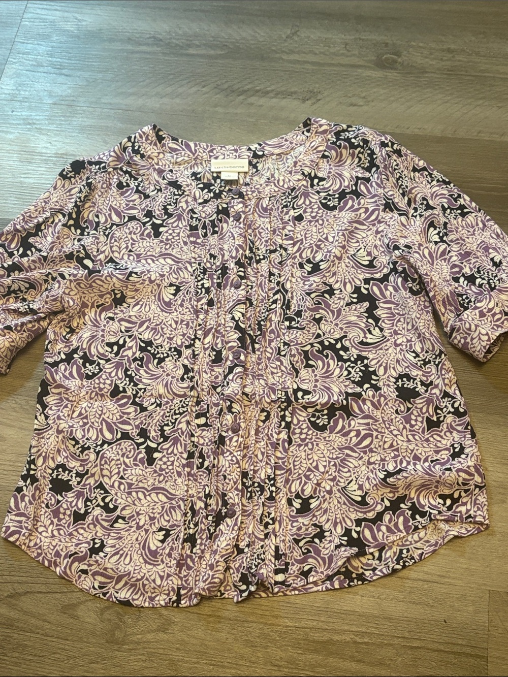 Liz Claiborne Lavender Paisley Short-Sleeve Blouse